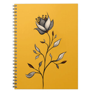 Caderno Espiral Abstrato de arte elegante de flores