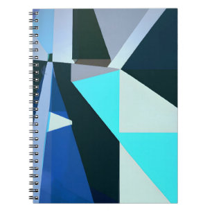 Caderno Espiral Abstrato de Arte Geométrica Azul Negrito