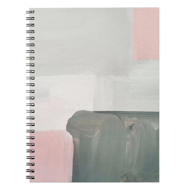 Caderno Espiral Abstrato de arte moderna. Pintura rosa, gra (Frente)