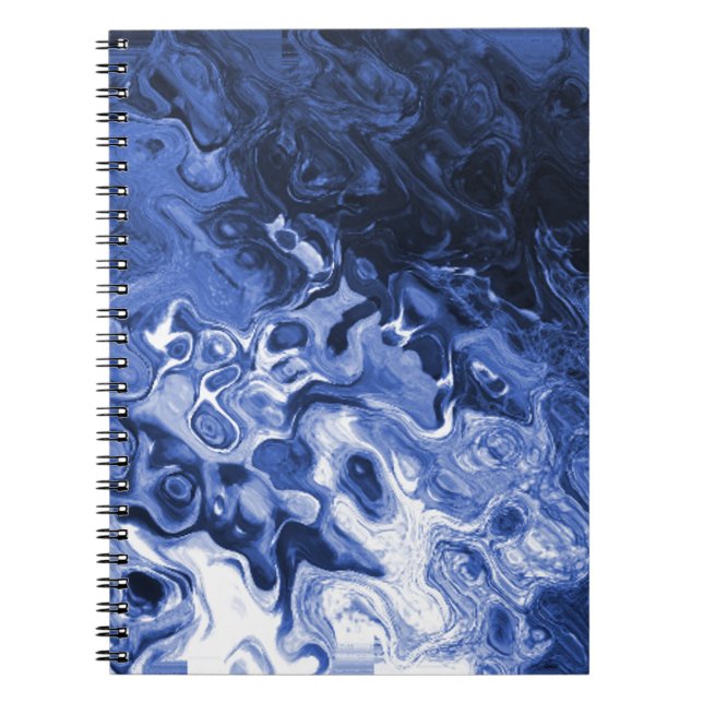 Caderno Espiral Abstrato de árvore azul (Frente)