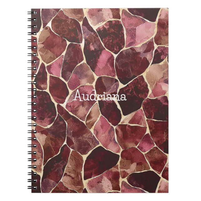 Caderno Espiral Abstrato de Burgundy Red Chic (Frente)