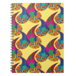 Caderno Espiral Abstrato de confete colorido Paisley Rainbow cai