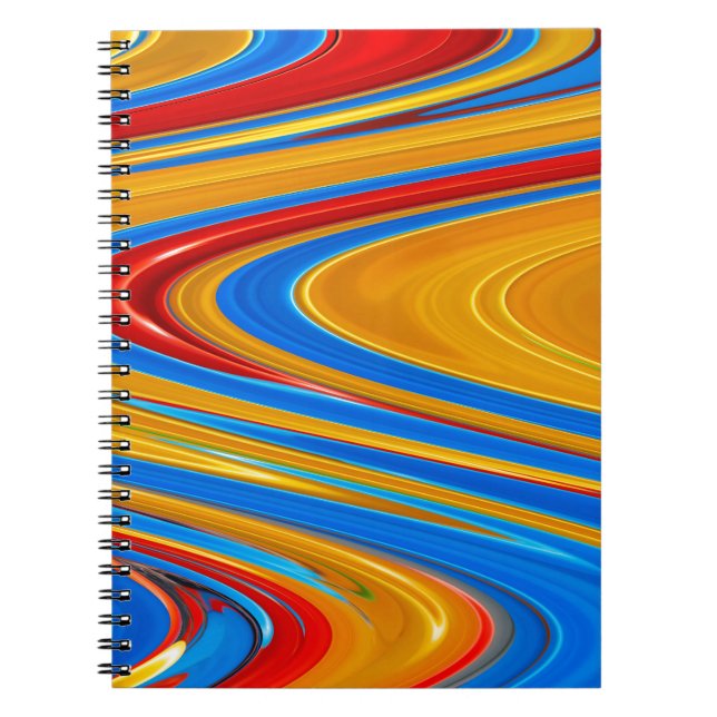Caderno Espiral Abstrato de Cor de Fluxo (Frente)