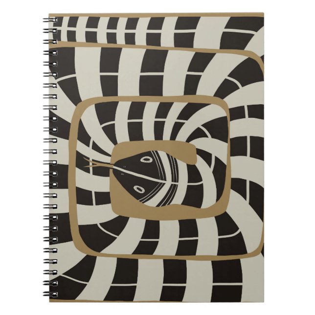 Caderno Espiral Abstrato de diversão com Cobra em tons neutros cas (Frente)