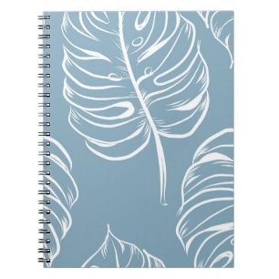 Caderno Espiral Abstrato de Folha Tropical: Verde sem costura.