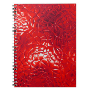 Caderno Espiral Abstrato de Folha Vermelha Contemporânea