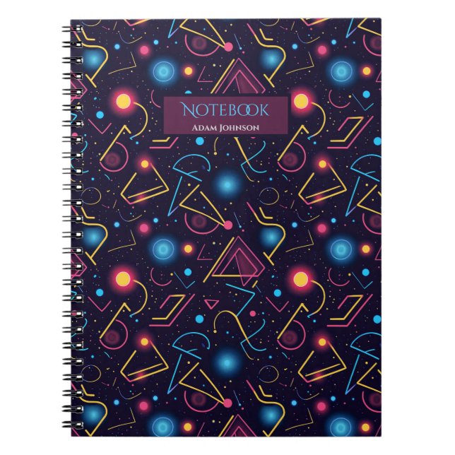 Caderno Espiral Abstrato de formas geométricas design (Frente)