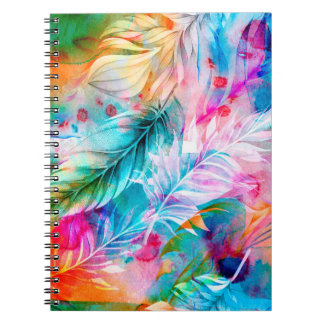 Caderno Espiral Abstrato de fundo de manchas e manchas de aquarela