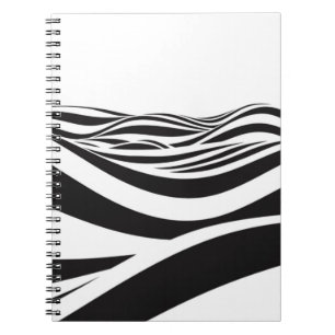Caderno Espiral Abstrato de fundo de ondas. ilusão óptica 3D-