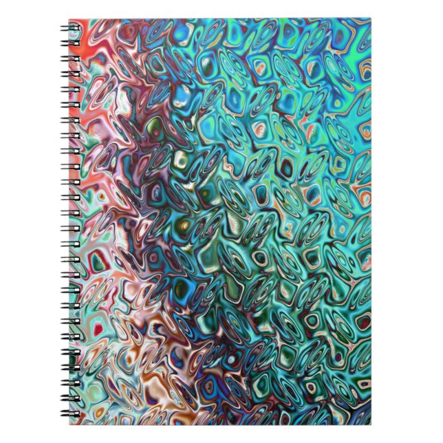 Caderno Espiral Abstrato de gel azul líquido (Frente)