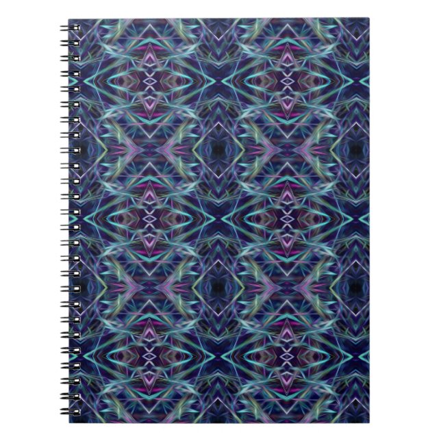 Caderno Espiral Abstrato de Gráfico Azul e Rosa (Frente)