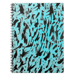 Caderno Espiral Abstrato de Impressão de Animais Teais