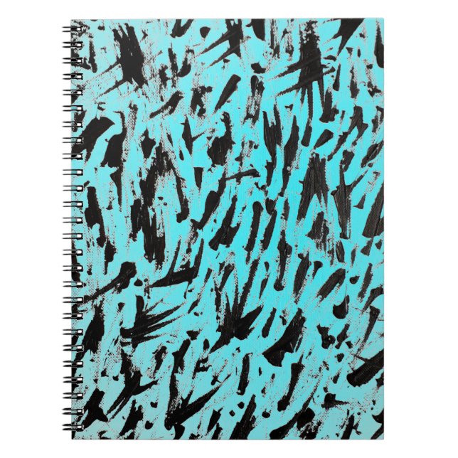 Caderno Espiral Abstrato de Impressão de Animais Teais (Frente)