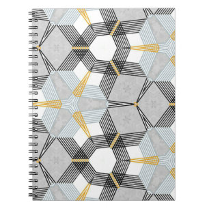 Caderno Espiral Abstrato de marinheiros geométricos quadrados hex