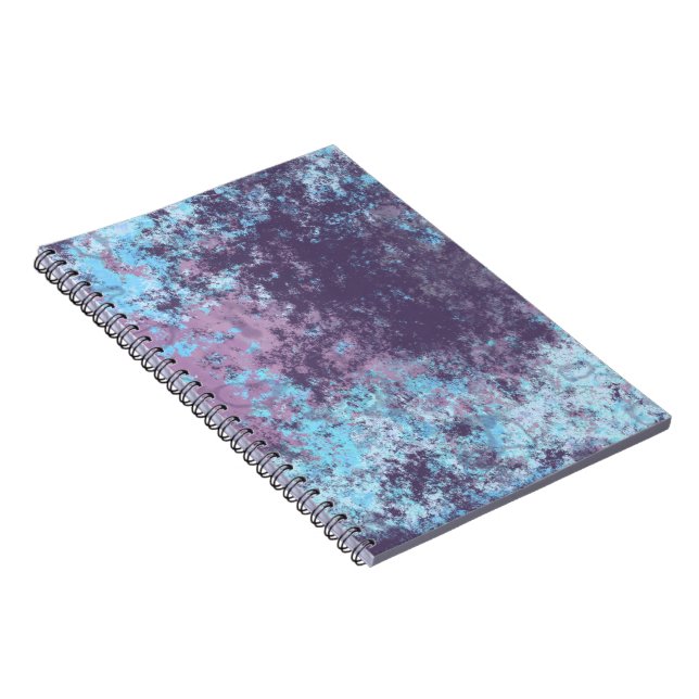 Caderno Espiral Abstrato de mármore azul, rosa e roxo (Lado Direito)