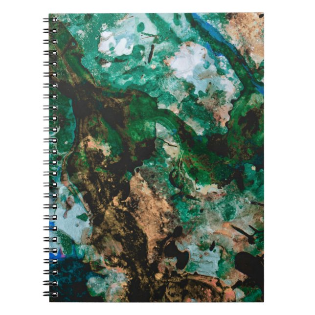 Caderno Espiral Abstrato de muss Agate Green Crystal Geode (Frente)