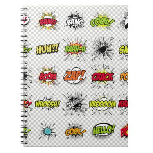 Caderno Espiral abstrato de objetos de arte pop num suporte especi