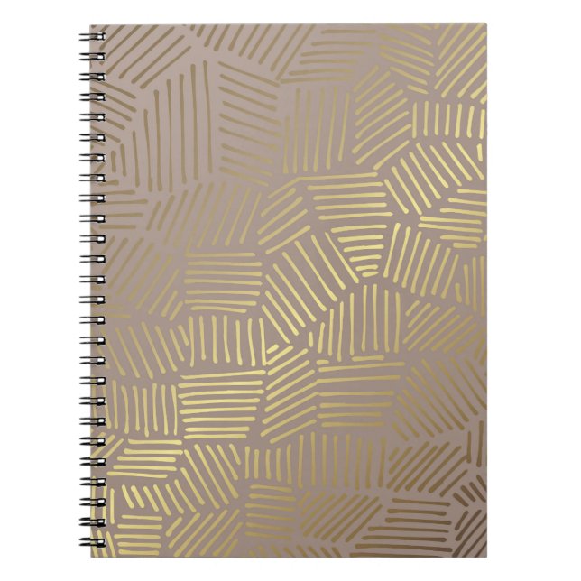 Caderno Espiral abstrato de ouro, fundo vintage elegante. (Frente)