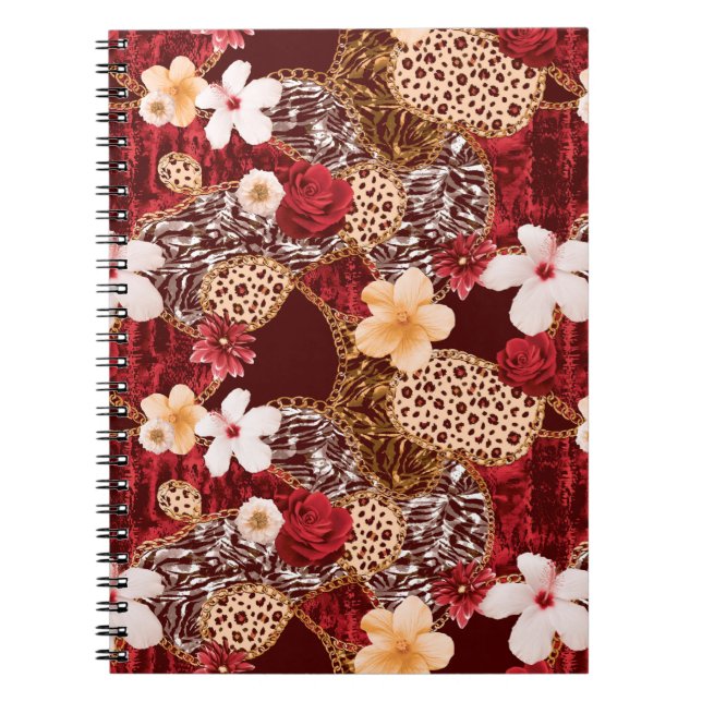 Caderno Espiral Abstrato de Pintor de Mão Aquarela Leopardo Zebra  (Frente)