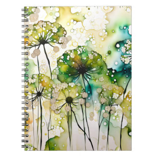 Caderno Espiral Abstrato de rendas e bolhas da Rainha Anne