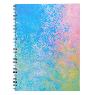 Caderno Espiral Abstrato de Tinta Colorida de Álcool Neon Pastel