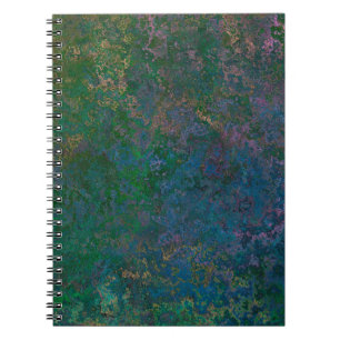 Caderno Espiral Abstrato de Tinta Verde Escura e Azul