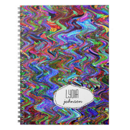 Caderno Espiral Abstrato de ziguezague colorida personalizada exub