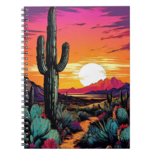 Caderno Espiral Abstrato Desert Cactus Diário para notebook