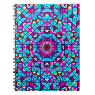 Caderno Espiral Abstrato Digital Decorative Flower Colorful. Geoma