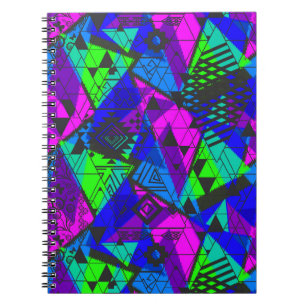 Caderno Espiral Abstrato do néon.