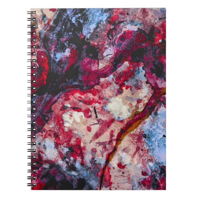 Caderno Espiral Abstrato do Red Agate Crystal Geode (Frente)