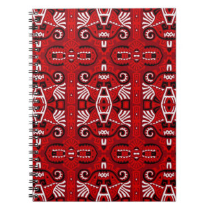 Caderno Espiral Abstrato Etnia vintage Sem Olhos Padrão. Trendy b