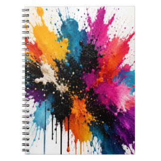 Caderno Espiral Abstrato Explosão de Cor