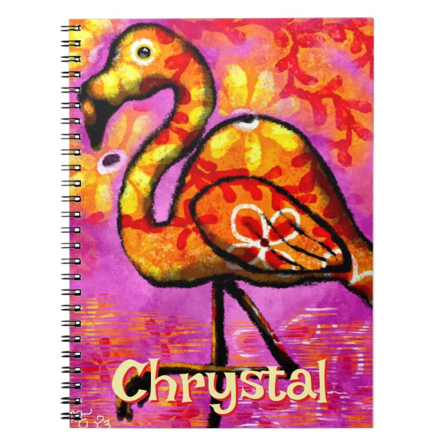 Caderno Espiral Abstrato Flamingo Bird Personalizado (Frente)