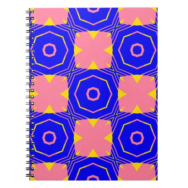 Caderno Espiral Abstrato floral geométrico de abstrato sem costura (Frente)