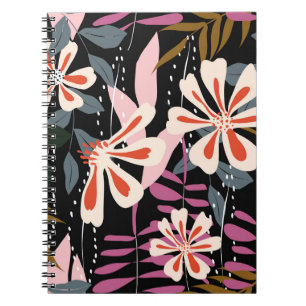 Caderno Espiral Abstrato floral padrão de superfície sem costura
