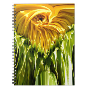 Caderno Espiral Abstrato funky retro Girassol, geometria assustada