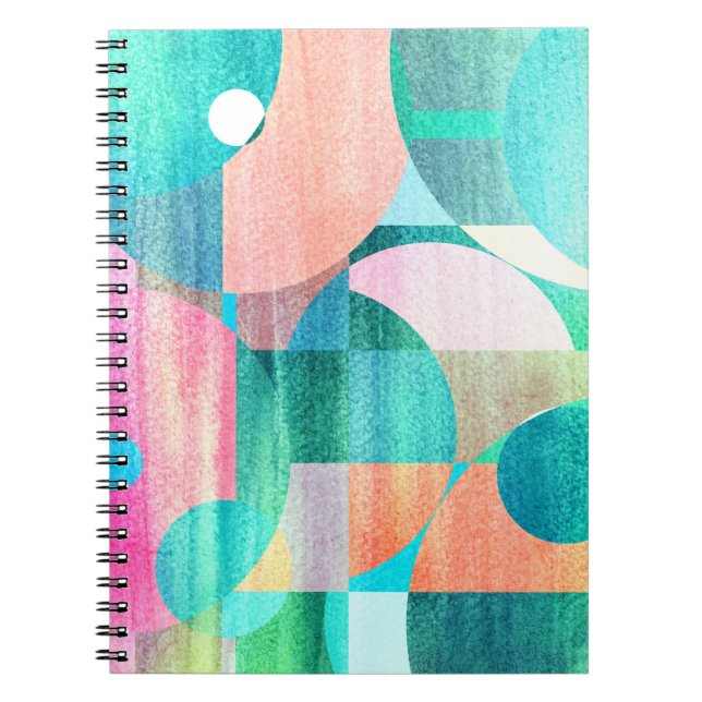 Caderno Espiral Abstrato Geométrico Brito, Colorida (Frente)