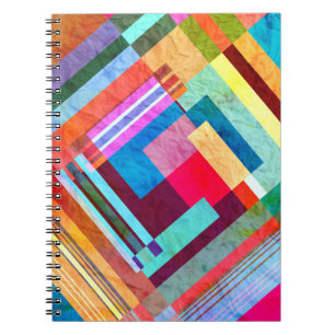 Caderno Espiral Abstrato geométrico, fundo de cores gráficas.
