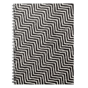 Caderno Espiral Abstrato Geométrico: Padrão Branco Preto