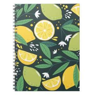 Caderno Espiral Abstrato Lemon: Arte Moderna Sem Costura.