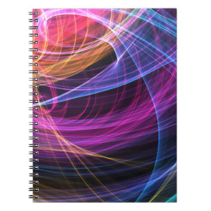 Caderno Espiral Abstrato Luzes arco-íris luzes vórtimas