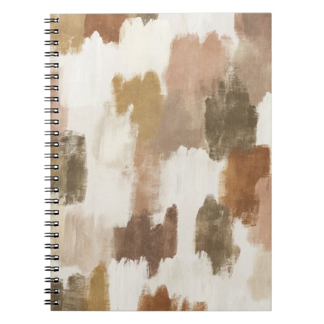 Caderno Espiral Abstrato Marrom Marfim Bege Creme (Frente)