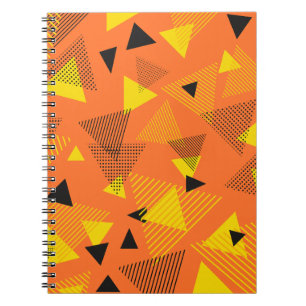 Caderno Espiral Abstrato Modern Art Triangs Orange Yellow