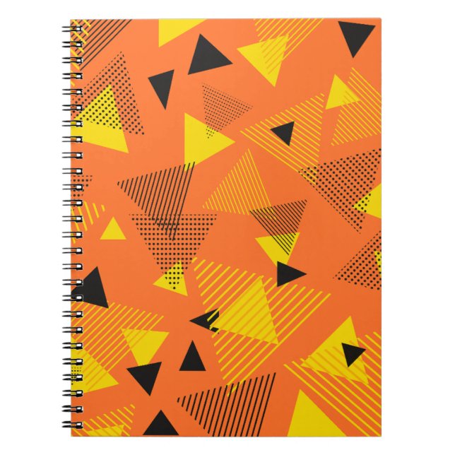 Caderno Espiral Abstrato Modern Art Triangs Orange Yellow (Frente)