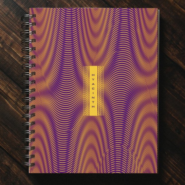 Caderno Espiral Abstrato Modern Moiré Effect Pattern Add Your Name (Criador carregado)
