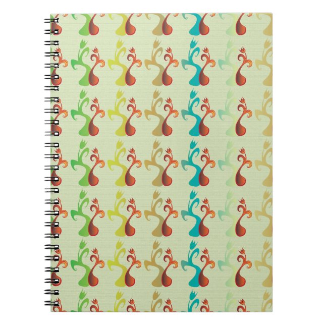 Caderno Espiral Abstrato Modern Multicolor Tulip Floral (Frente)
