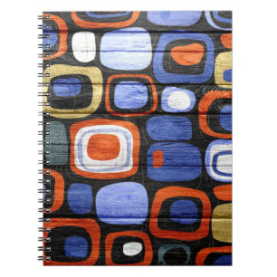 Caderno Espiral Abstrato moderno de aspecto da madeira de pastel