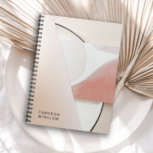 Caderno Espiral Abstrato Moderno em Tons Terrosos Neutros