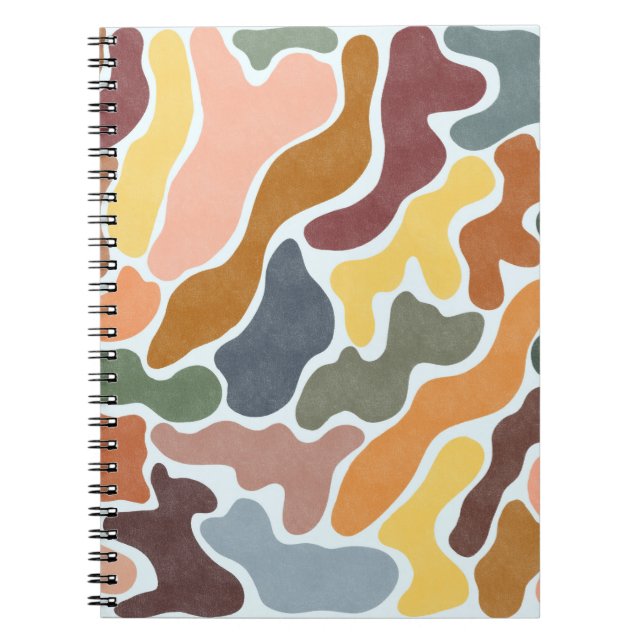 Caderno Espiral Abstrato moderno, ilustração de tons de terra. (Frente)